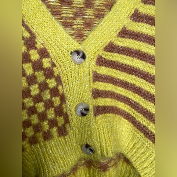 Zara Colourful Striped/Checkered Cropped Chunky Knit Cardigan - Picture 6 of 9